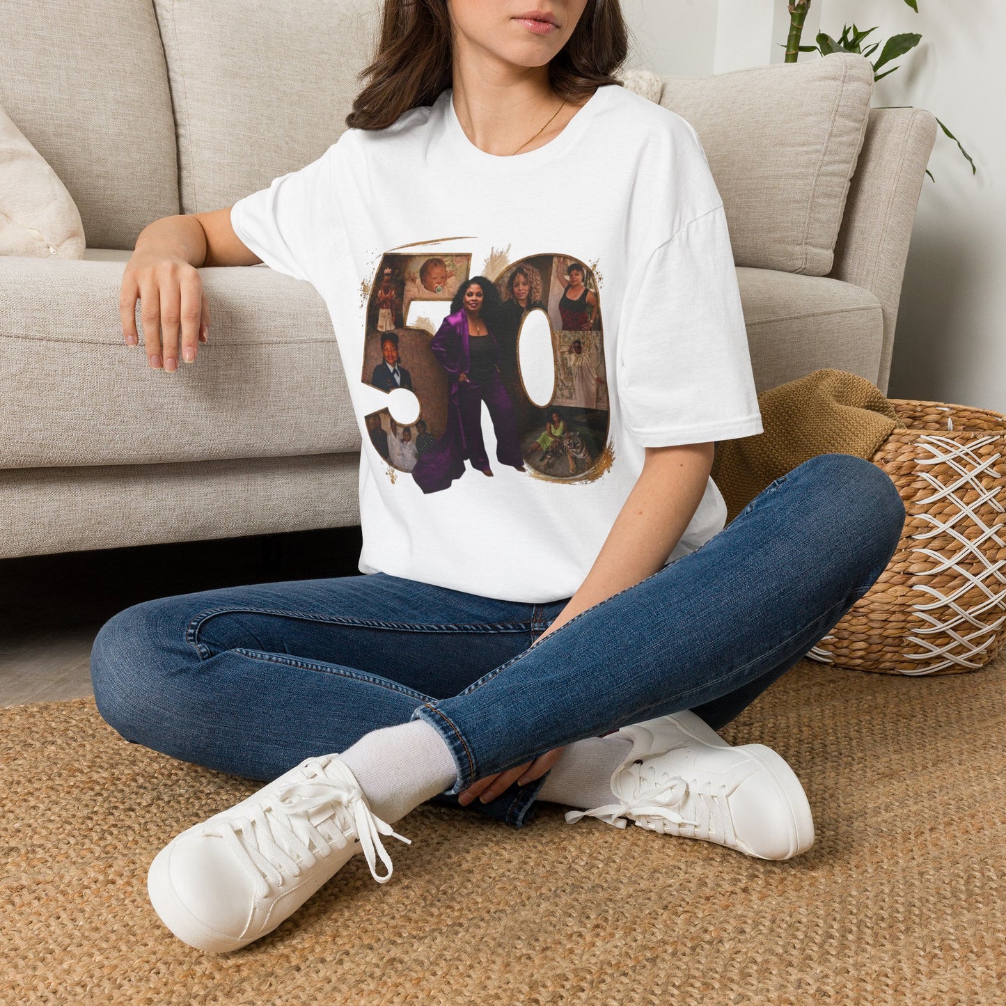 50th Birthday Photo Collage T-Shirt — Personalized Milestone Shirt