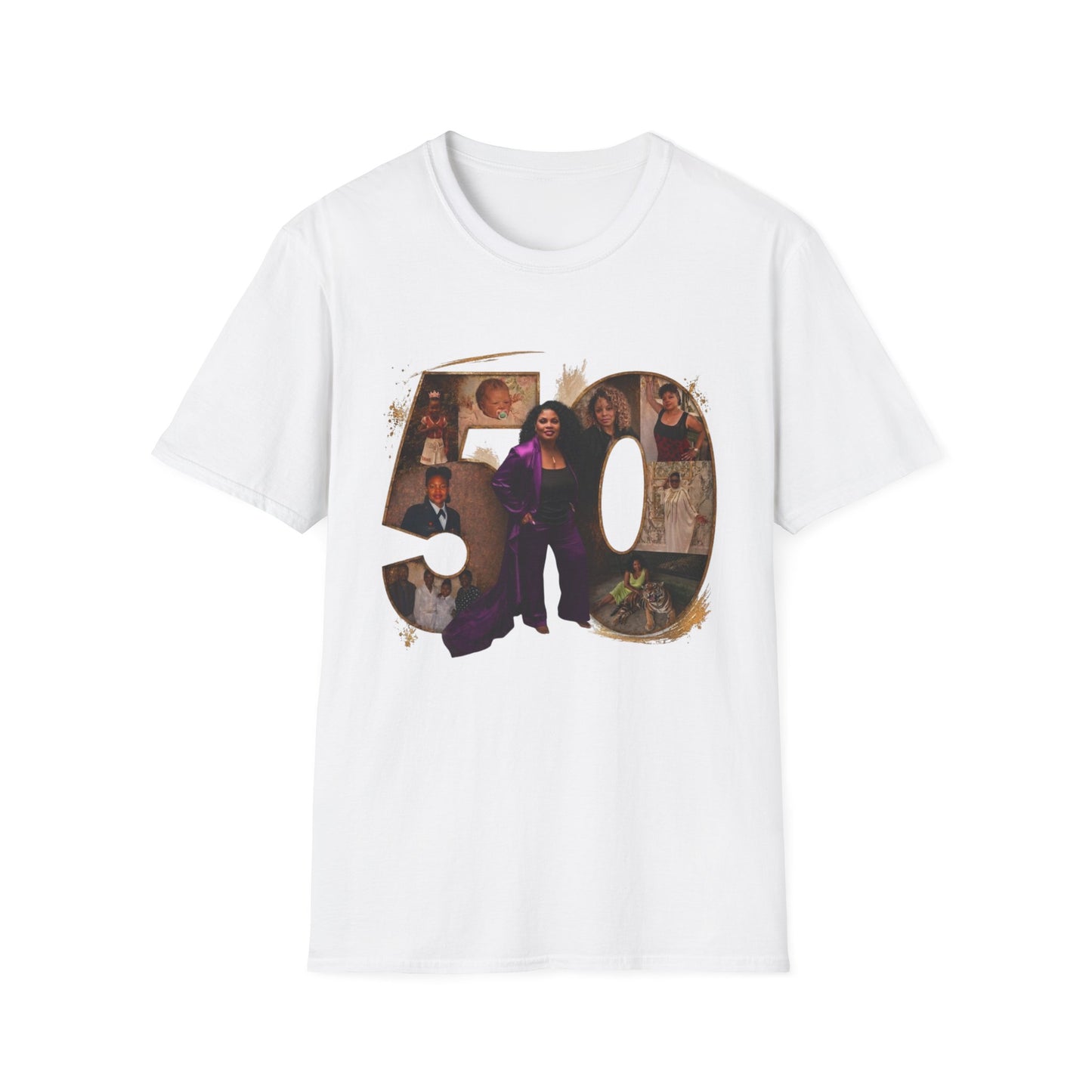 50th Birthday Photo Collage T-Shirt — Personalized Milestone Shirt