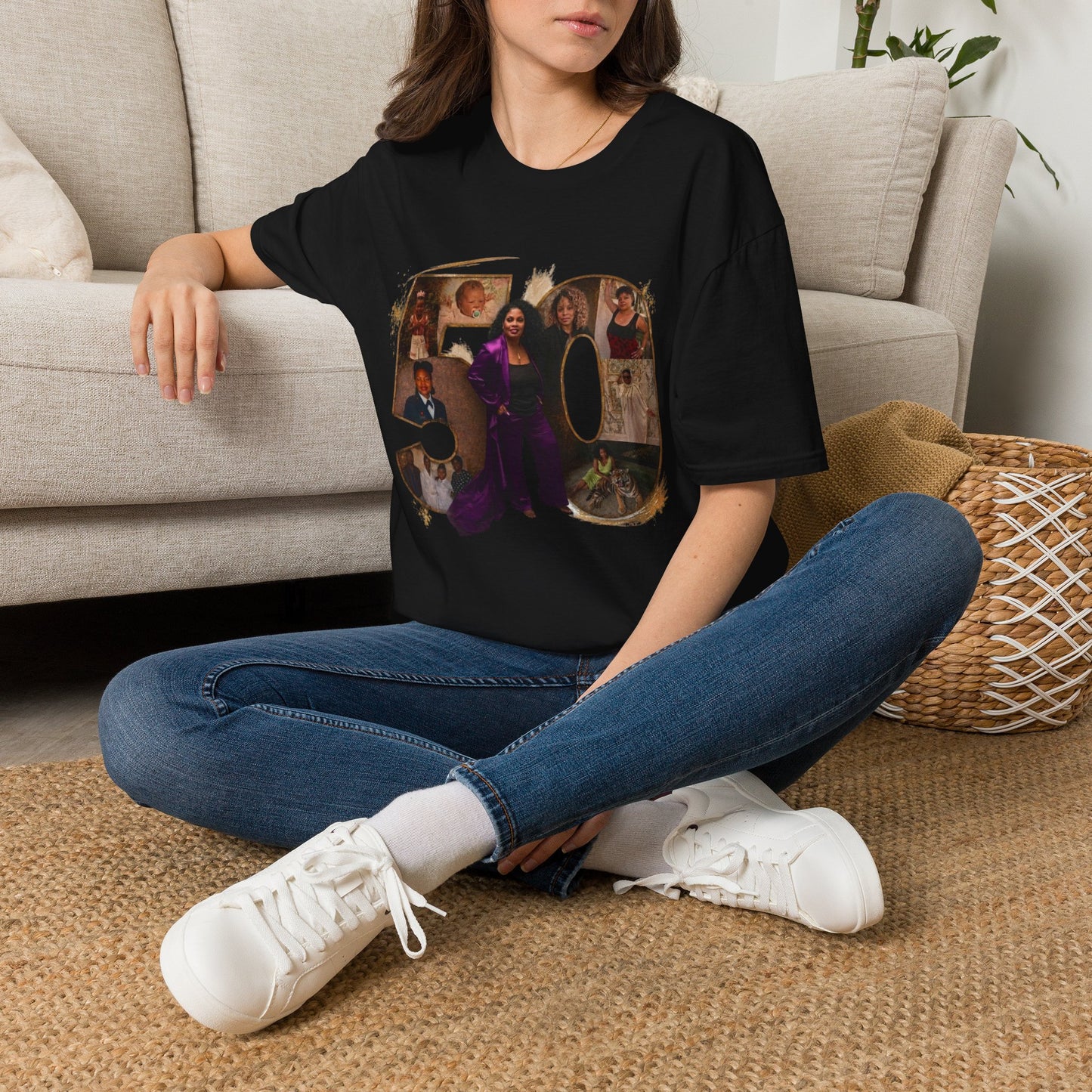 50th Birthday Photo Collage T-Shirt — Personalized Milestone Shirt